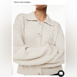 Aritzia Babaton 100% Merino Wool Emporia Cable Knit Sweater